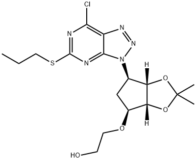2-[[(3aR,4S,6R,6aS)-6-[7-Chloro-5-(propylthio)-3H-1,2,3-triazolo[4,5-d]pyrimidin-3-yl]tetrahydro-2,2-dimethyl-4H-cyclopenta-1,3-dioxol-4-yl]oxy]-ethanol 구조식 이미지