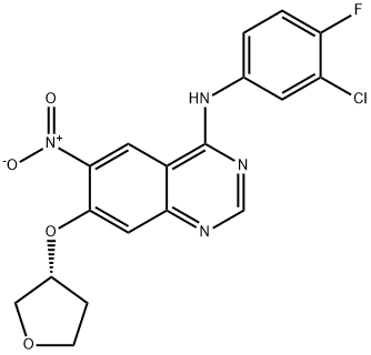 4-QuinazolinaMine, N-(3-chloro-4-fluorophenyl)-6-nitro-7-[[(3R)-tetrahydro-3-furanyl]oxy]- Structure