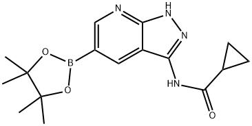 CYCLOPROPANECARBOXAMIDE, N-[5-(4,4,5,5-TETRAMETHYL-1,3,2-DIOXABOROLAN-2-YL)-1H-PYRAZOLO[3,4-B]PYRIDIN-3-YL]- 구조식 이미지
