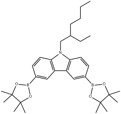 9-(2-Ethylhexyl)-3,6-bis(4,4,5,5-tetraMethyl-1,3,2-dioxaborolan-2-yl)-9H-carbazole 구조식 이미지