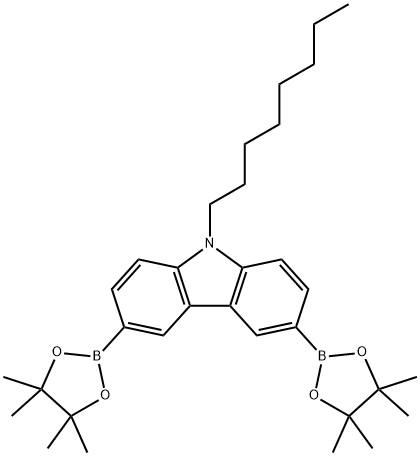 9-Octyl-3,6-bis(4,4,5,5-tetraMethyl-1,3,2-dioxaborolan-2-yl)-9H-carbazole 구조식 이미지