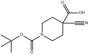 N-Boc-4-cyanopiperidine-4-carboxylic acid/1-(tert-butoxycarbonyl)-4-cyanopiperidine-4-carboxylic acid 구조식 이미지