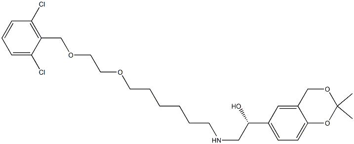 (1R)-2-[[6-[2-[(2,6-Dichlorobenzyl)oxy]ethoxy]hexyl]aMino]-1-(2,2-diMethyl-4H-1,3-benzodioxin-6-yl)ethanol 구조식 이미지