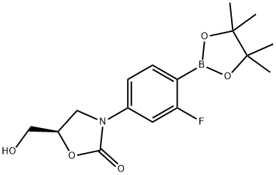 (R)-3-(3-fluoro-4-(4,4,5,5-tetraMethyl-1,3,2-dioxaborolan-2-yl)phenyl)-5-(hydroxyMethyl)oxazolidin-2-one 구조식 이미지