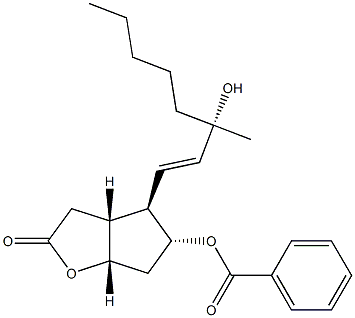 2H-Cyclopenta[b]furan-2-one, 5-(benzoyloxy)hexahydro-4-(3-hydroxy-3-Methyl-1-octenyl)-, [3aR-[3aa,4a(1E,3S*),5b,6aa]]- 구조식 이미지