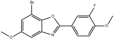 7-broMo-2-(3-fluoro-4-Methoxyphenyl)-5-Methoxy-1,3-benzoxazole 구조식 이미지