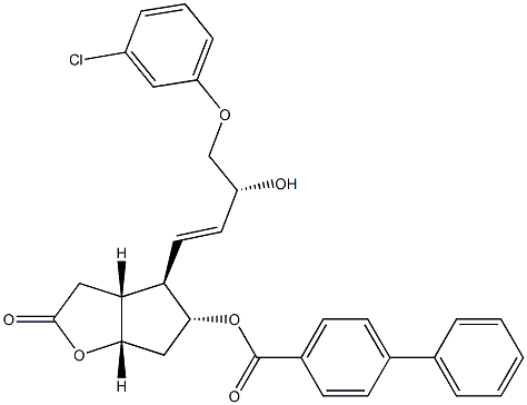 [1,1'-Biphenyl]-4-carboxylic acid, 4-[4-(3-chlorophenoxy)-3-hydroxy-1-butenyl]hexahydro-2-oxo-2H-cyclop enta[b]furan-5-yl ester, [3aR-[3aa,4a(1E,3R*),5b,6aa]] Structure