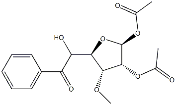 1,2-Di-O-acetyl-5-benzoyl-3-O-Methyl-beta-D-ribofuranose Structure