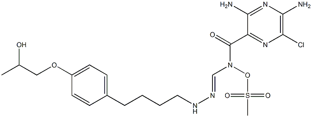 2-PyrazinecarboxaMide, 3,5-diaMino-6-chloro-N-[[[4-[4-(2,3-dihydroxypropoxy)phenyl]butyl]aMino]iMinoMethyl]-, Methanesulfonate 구조식 이미지