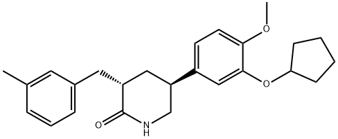 2-Piperidinone, 5-[3-(cyclopentyloxy)-4-Methoxyphenyl]-3-[(3-Methylphenyl)Methyl]-, (3S,5S)- 구조식 이미지