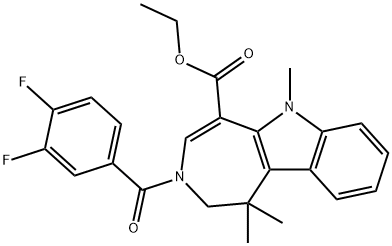 3-(3,4-Difluoro-benzoyl)-1,1-diMethyl-1,2,3,6-tetrahydro-azepino[4,5-b]indole-5-carboxylic acid ethyl ester 구조식 이미지