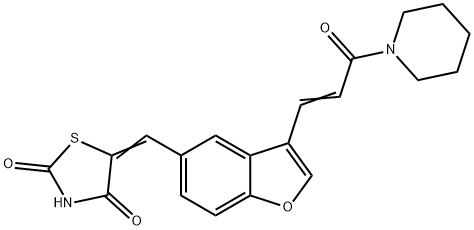 5-[3-(3-Oxo-3-piperidin-1-yl-propenyl)-benzofuran-5-ylMethylene]-thiazolidine-2,4-dione 구조식 이미지