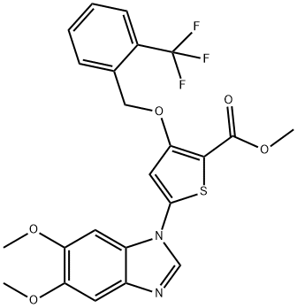 2-Thiophenecarboxylic acid, 5-(5,6-diMethoxy-1H-benziMidazol-1-yl)-3-[[2-(trifluoroMethyl)phenyl]Methoxy]-, Methyl ester 구조식 이미지