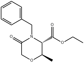(2R,3S)-2-Methyl-5-oxo-4-(phenylMethyl)-3-Morpholinecarboxylic acid ethyl ester 구조식 이미지