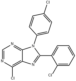 9H-Purine, 6-chloro-8-(2-chlorophenyl)-9-(4-chlorophenyl)- 구조식 이미지