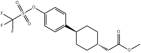 Cyclohexaneacetic acid, 4-[4-[[(trifluoroMethyl)sulfonyl]oxy]phenyl]-, Methyl ester, trans- Structure