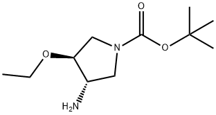 tert-butyl (trans)-3-amino-4-ethoxy-1-pyrrolidinecarboxylate(SALTDATA: FREE) 구조식 이미지