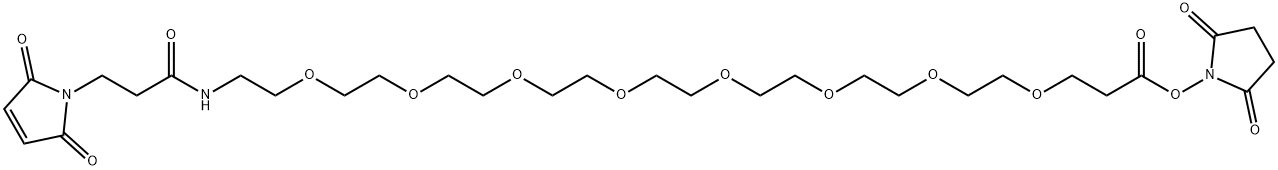 alpha-MaleiMidopropionyl-oMega-succiniMidyl-8(ethylene glycol) Structure