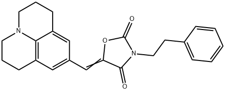 (E)-5-((1,2,3,5,6,7-헥사히드로피리도[3,2,1-ij]퀴놀린-9-일)메틸렌)-3-페네틸옥사졸리딘-2,4-디온 구조식 이미지