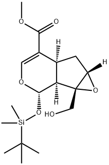 (1aS,1bS,2S,5aS,6aS)-Methyl 2-((tert-butyldiMethylsilyl)oxy)-1a-(hydroxyMethyl)-1a,1b,2,5a,6,6a-hexahydrooxireno[2',3':4,5]cyclopenta[1,2-c]pyran-5-carboxylate 구조식 이미지