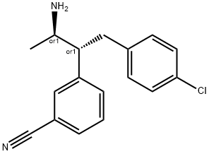 3-trans-3-amino-1-(4-chlorophenyl)butan-2-yl)benzonitrile 구조식 이미지