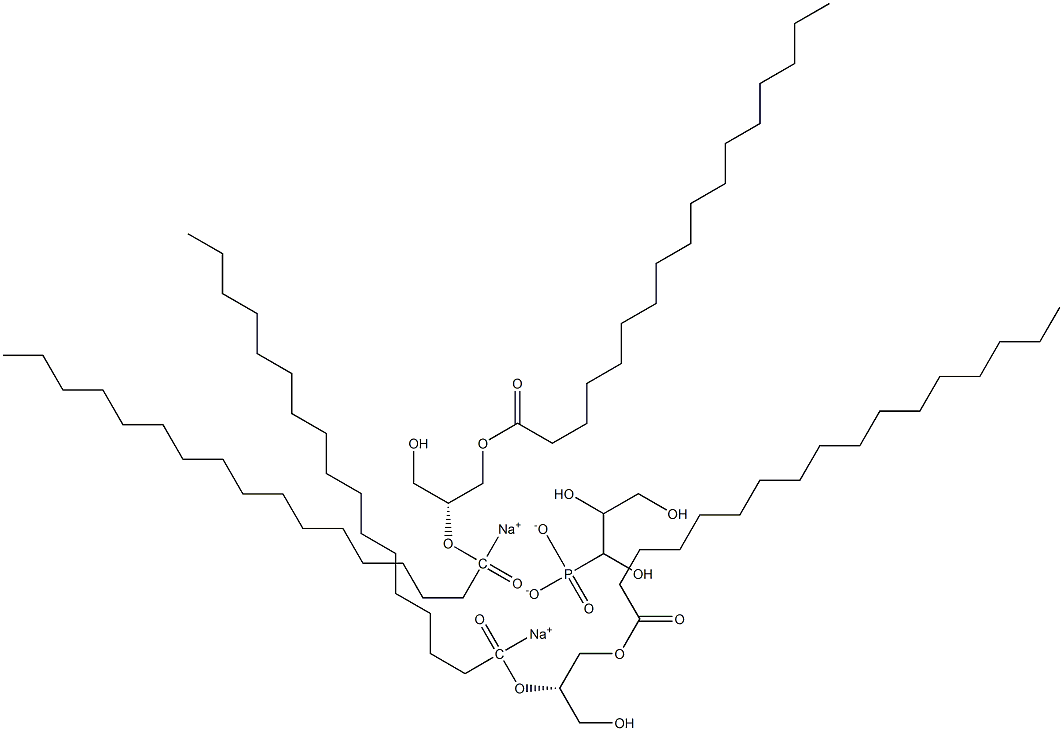 1,2-디헵타데카노일-sn-글리세로-3-포스포-(1'-rac-글리세롤)(나트륨염) 구조식 이미지