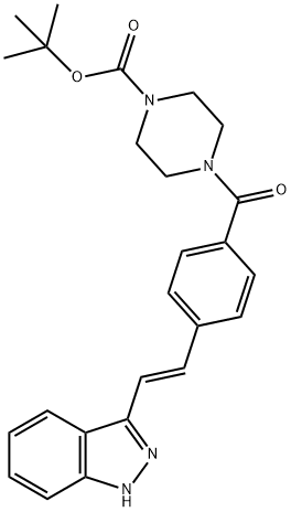 (E)-tert-butyl 4-(4-(2-(1H-indazol-3-yl)vinyl)benzoyl)piperazine-1-carboxylate 구조식 이미지