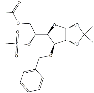 1,2-O-(1-Methylethylidene)-3-O-(phenylMethyl)-, 6-acetate 5-Methanesulfonate-a-D-Glucofuranose Structure