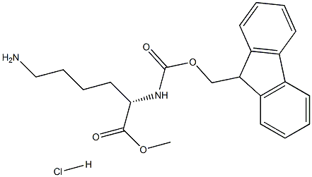 (S)-Methyl 2-((((9H-fluoren-9-yl)Methoxy)carbonyl)aMino)-6-aMinohexanoate hydrochloride 구조식 이미지