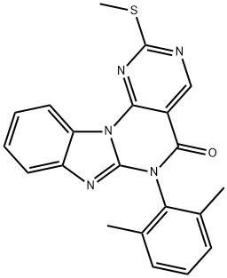 PyriMido[5',4':5,6]pyriMido[1,2-a]benziMidazol-5(6H)-one, 6-(2,6-diMethylphenyl)-2-(Methylthio)- 구조식 이미지