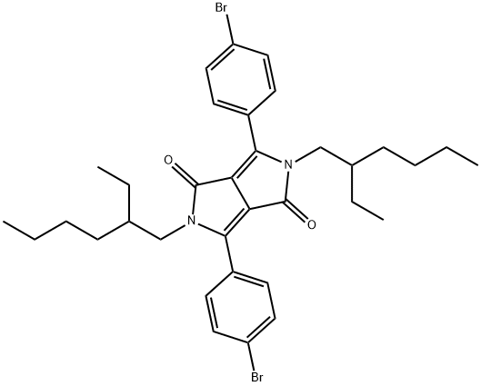 3,6-Bis(4-bromophenyl)-2,5-bis(2-ethylhexyl)pyrrolo[3,4-c]pyrrole-1,4(2H,5H)-dione Structure