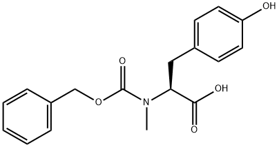 (S)-2-(((benzyloxy)carbonyl)(Methyl)aMino)-3-(4-hydroxyphenyl)propanoic acid 구조식 이미지