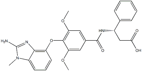 (S)-3-(4-((2-aMino-1-Methyl-1H-benzo[d]iMidazol-4-yl)oxy)-3,5-diMethoxybenzaMido)-3-phenylpropanoic acid 구조식 이미지