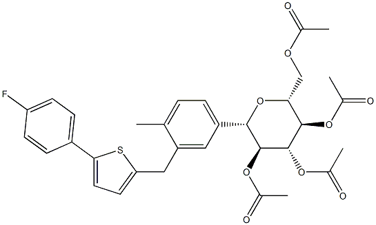 D-Glucitol, 1,5-anhydro-1-C-[3-[[5-(4-fluorophenyl)-2-thienyl]Methyl]-4-Methylphenyl]-, tetraacetate, (1S)- (9CI) 구조식 이미지