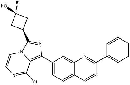 Cyclobutanol, 3-[8-chloro-1-(2-phenyl-7-quinolinyl)iMidazo[1,5-a]pyrazin-3-yl]-1-Methyl-, cis- 구조식 이미지