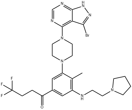 1-Butanone, 1-[3-[4-(3-broMo-1H-pyrazolo[3,4-d]pyriMidin-4-yl)-1-piperazinyl]-4-Methyl-5-[[2-(1-pyrrolidinyl)ethyl]aMino]phenyl]-4,4,4-trifluoro- Structure