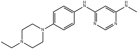 N4-(4-(4-ethylpiperazin-1-yl)phenyl)-N6-메틸피리미딘-4,6-디아민 구조식 이미지