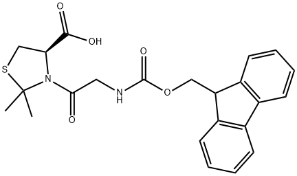 4-티아졸리딘카르복실산,3-[[[(9H-플루오렌-9-일메톡시)카르보닐]아미노]아세틸]-2,2-디메틸-,(4R)- 구조식 이미지