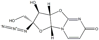 6H-Furo[2',3':4,5]oxazolo[3,2-a]pyriMidin-6-one, 2-azido-2,3,3a,9a-tetrahydro-3-hydroxy-2-(hydroxyMethyl)-, (2R,3S,3aS,9aR)- Structure