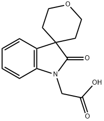 (2-oxo-2',3',5',6'-tetrahydrospiro[indole-3,4'-pyran]-2(1H)-yl)acetic acid 구조식 이미지