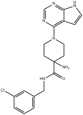 4-PiperidinecarboxaMide, 4-aMino-N-[(3-chlorophenyl)Methyl]-1-(7H-pyrrolo[2,3-d]pyriMidin-4-yl)- Structure