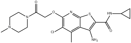3-aMino-5-chloro-N-cyclopropyl-4-Methyl-6-(2-(4-Methylpiperazin-1-yl)-2-oxoethoxy)thieno[2,3-b]pyridine-2-carboxaMide Structure