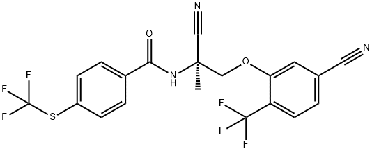 BenzaMide, N-[(1S)-1-cyano-2-[5-cyano-2-(trifluoroMethyl)phenoxy]-1-Methylethyl]-4-[(trifluoroMethyl)thio]- 구조식 이미지
