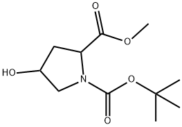 1-Tert-butyl2-Methyl4-hydroxypyrrolidine-1,2-dicarboxylate 구조식 이미지