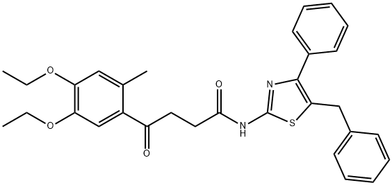 N-(5-benzyl-4-phenylthiazol-2-yl)-4-(4,5-diethoxy-2-Methylphenyl)-4-oxobutanaMide 구조식 이미지