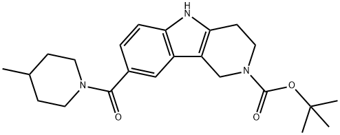 tert-butyl 8-[(4-Methylpiperidin-1-yl)carbonyl]-1,3,4,5-tetrahydro-2H-pyrido[4,3-b]indole-2-carboxylate 구조식 이미지