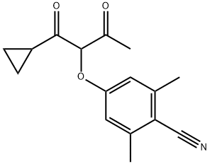 4-((1-Cyclopropyl-1,3-dioxobutan-2-yl)oxy)-2,6-dimethylbenzonitrile 구조식 이미지