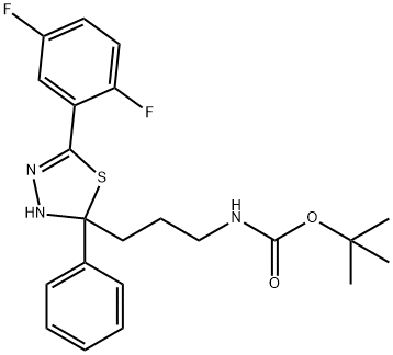카르바믹산,[3-[5-(2,5-디플루오로페닐)-2,3-디히드로-2-페닐-1,3,4-티아디아졸-2-일]프로필]-,1,1-디메틸에틸에스테르(9CI) 구조식 이미지