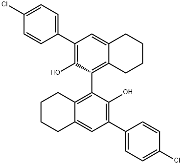 R-3,3'-bis(4-chlorophenyl)-5,5',6,6',7,7',8,8'-octahydro-[1,1'-Binaphthalene]-2,2'-diol 구조식 이미지