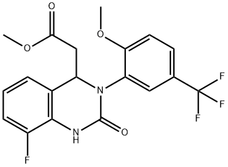 4-Quinazolineacetic acid, 8-fluoro-1,2,3,4-tetrahydro-3-[2-Methoxy-5-(trifluoroMethyl)phenyl]-2-oxo-, Methyl ester Structure